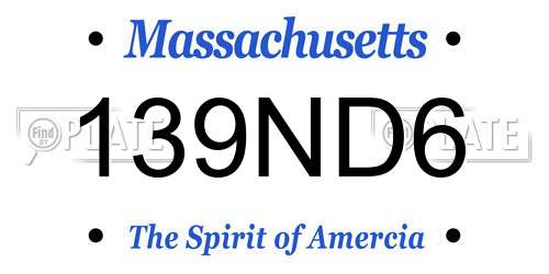139ND6 Massachusetts License Plate