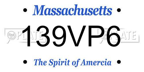 139VP6 Massachusetts License Plate