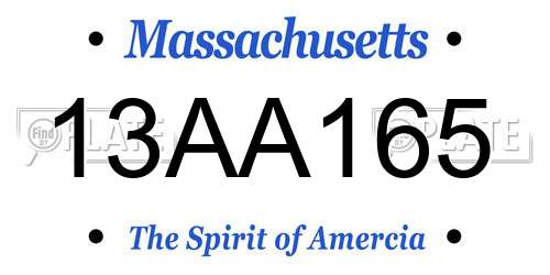13AA165 Massachusetts License Plate