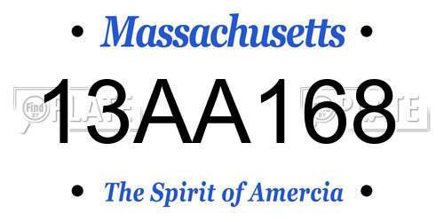 13AA168 Massachusetts License Plate