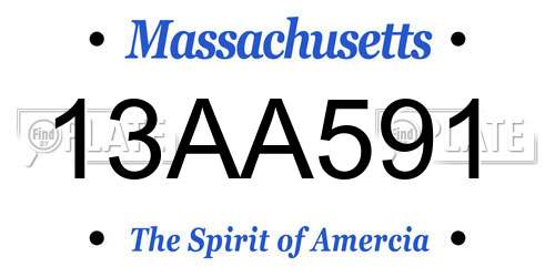 13AA591 Massachusetts License Plate
