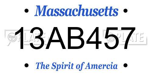 13AB457 Massachusetts License Plate