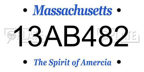 13AB482 Massachusetts License Plate