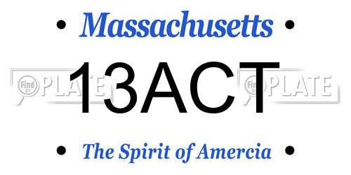 13ACT Massachusetts License Plate