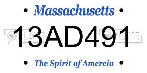 13AD491 Massachusetts License Plate