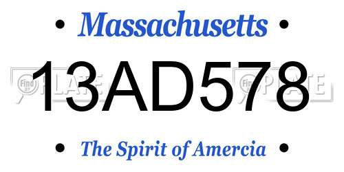 13AD578 Massachusetts License Plate