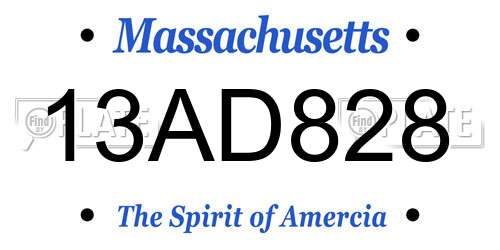 13AD828 Massachusetts License Plate