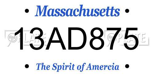 13AD875 Massachusetts License Plate