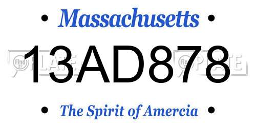 13AD878 Massachusetts License Plate