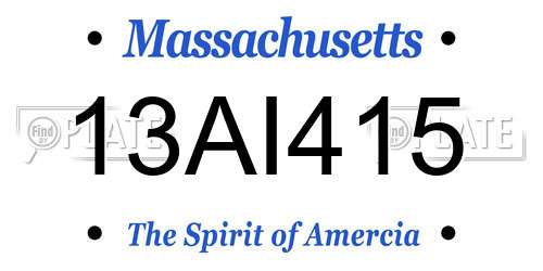 13AI415 Massachusetts License Plate