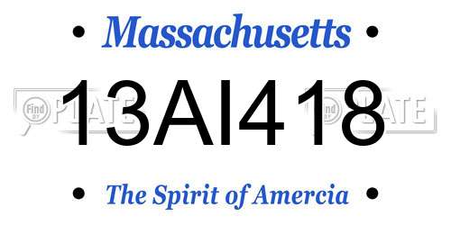 13AI418 Massachusetts License Plate