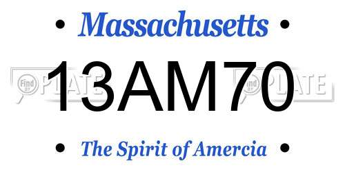 13AM70 Massachusetts License Plate