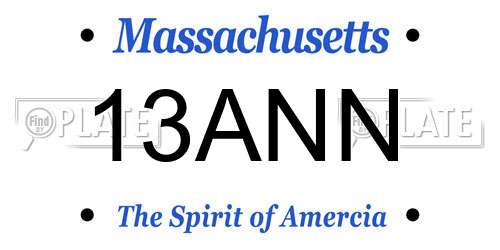 13ANN Massachusetts License Plate