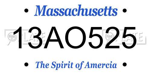 13AO525 Massachusetts License Plate