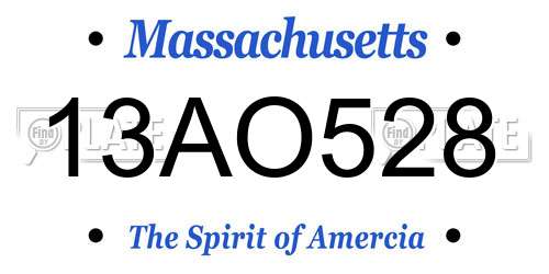 13AO528 Massachusetts License Plate