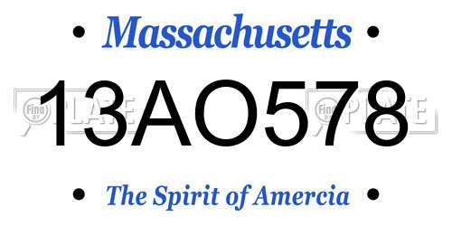 13AO578 Massachusetts License Plate