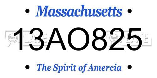 13AO825 Massachusetts License Plate