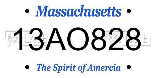 13AO828 Massachusetts License Plate