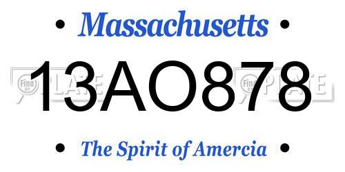 13AO878 Massachusetts License Plate