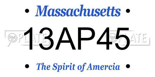 13AP45 Massachusetts License Plate