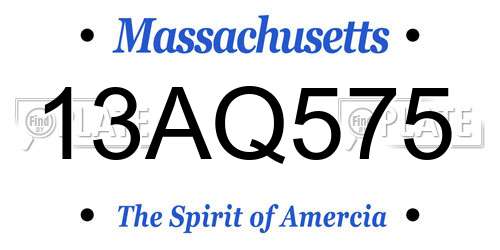 13AQ575 Massachusetts License Plate