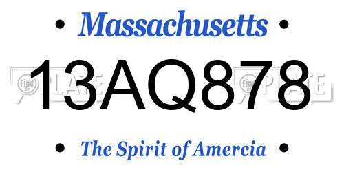 13AQ878 Massachusetts License Plate