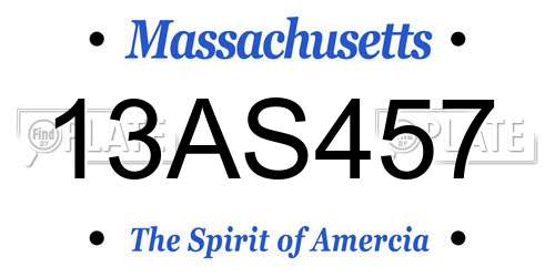 13AS457 Massachusetts License Plate
