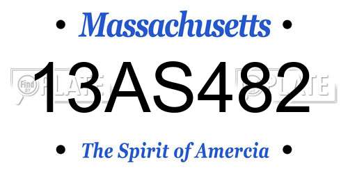 13AS482 Massachusetts License Plate