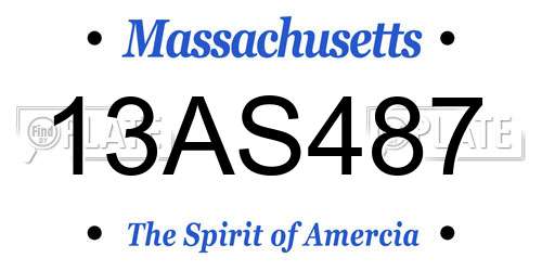 13AS487 Massachusetts License Plate