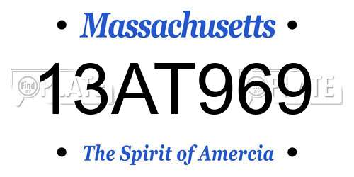 13AT969 Massachusetts License Plate