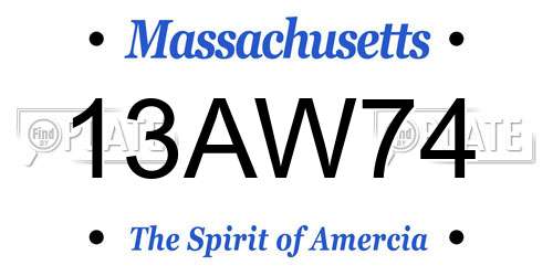 13AW74 Massachusetts License Plate