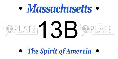 13B Massachusetts License Plate