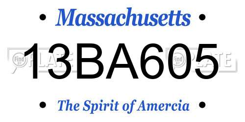 13BA605 Massachusetts License Plate