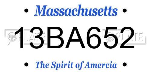 13BA652 Massachusetts License Plate