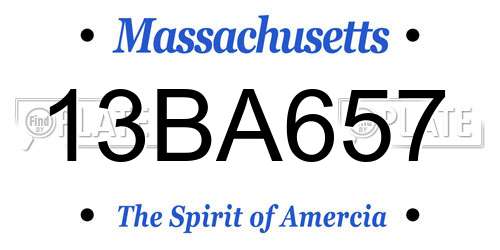 13BA657 Massachusetts License Plate