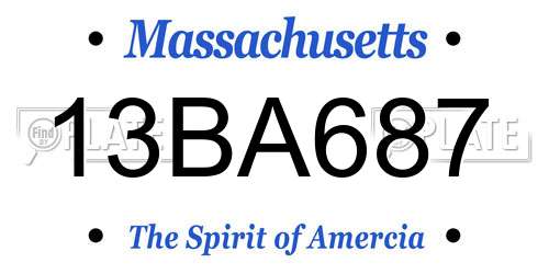 13BA687 Massachusetts License Plate