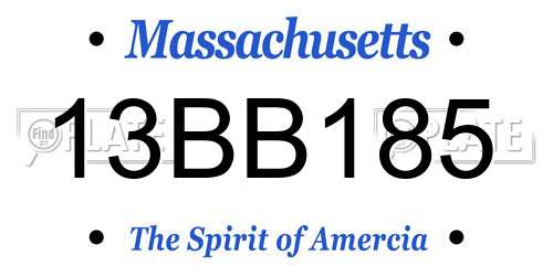 13BB185 Massachusetts License Plate