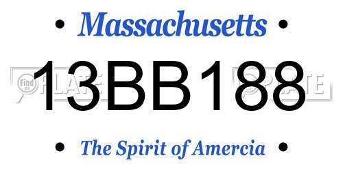 13BB188 Massachusetts License Plate