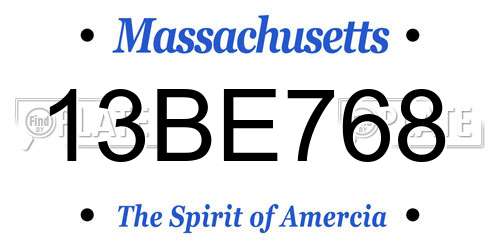 13BE768 Massachusetts License Plate