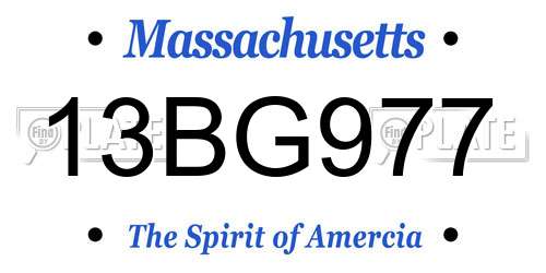 13BG977 Massachusetts License Plate