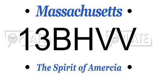 13BHVV Massachusetts License Plate