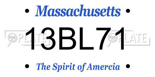 13BL71 Massachusetts License Plate