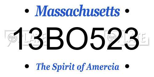 13BO523 Massachusetts License Plate