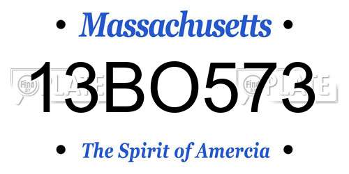 13BO573 Massachusetts License Plate