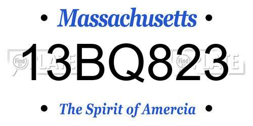 13BQ823 Massachusetts License Plate