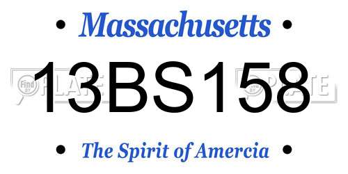 13BS158 Massachusetts License Plate