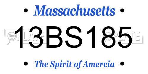 13BS185 Massachusetts License Plate
