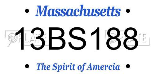 13BS188 Massachusetts License Plate