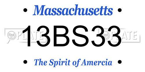 13BS33 Massachusetts License Plate