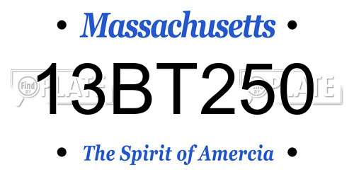 13BT250 Massachusetts License Plate